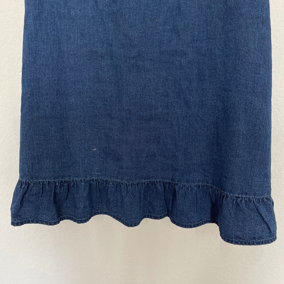 Old Navy Denim Mini Dress Women's L Blue Ruffle Cotton Sleeveless - Picture 3 of 12